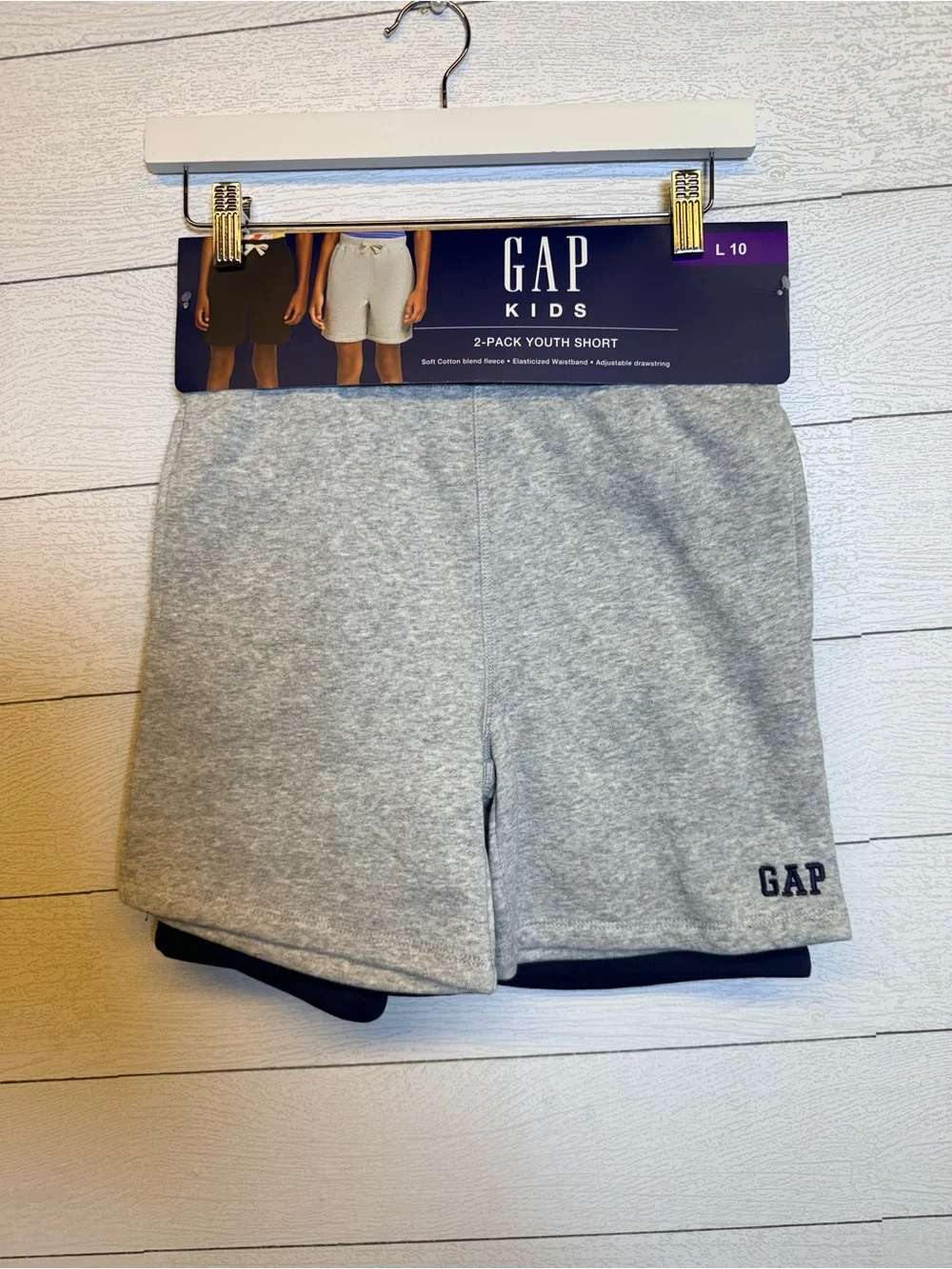 GAP Kids 2-Pack Shorts Gray and Navy Adjustable Drawstring Fleece Lined Size 10